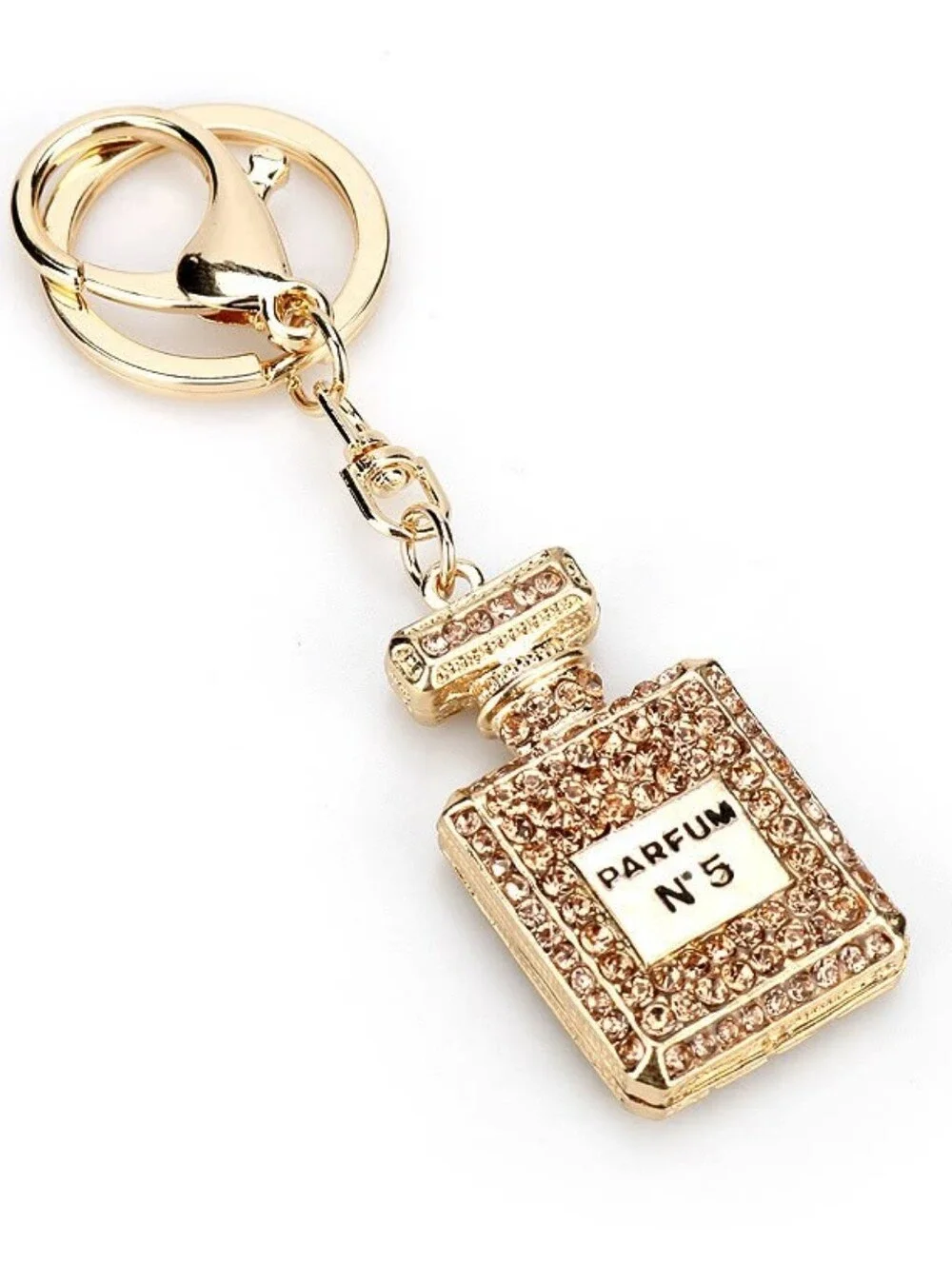 Gold High Heel Pom Pom Keychain with Purple Gems